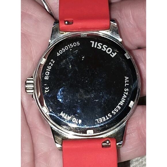 Fossil Wrist Watch Analog Digital 12 Hour Men’s FOSSIL Stainless Steel Red Band - Picture 3 of 6
